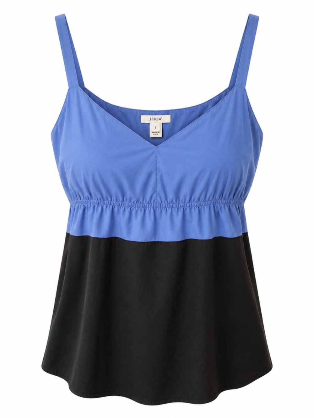 J.Crew Size 12 Blue Black Colorblock Cotton Camisole Layering Tank Top